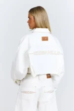 Hidden Hills Logo Stitch Cropped Denim Jacket Off-White