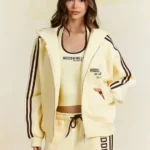 Hidden Hills Striped Zip Hoodie Butter Yellow/Dark Brown