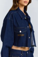 Hidden Hills Logo Stitch Cropped Denim Jacket Indigo