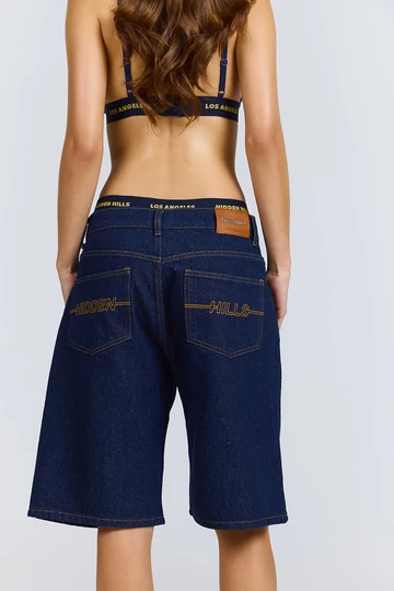 Hidden Hills Logo Stitch Shorts Indigo