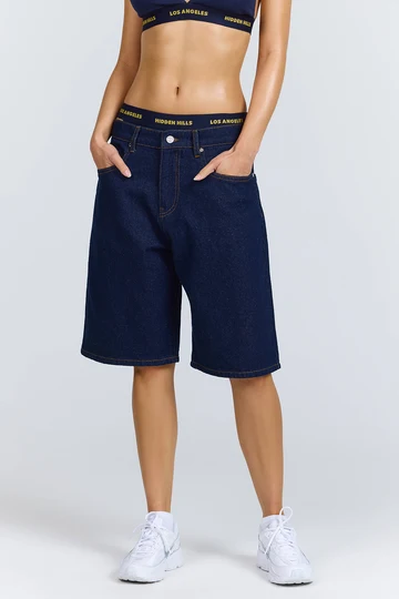 Hidden Hills Logo Stitch Shorts Indigo