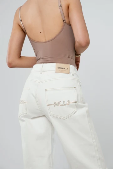 Hidden Hills Logo Stitch Jeans off White