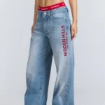 Hidden Hills Red Jeans With Embroidered Logo