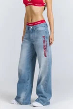 Hidden Hills Red Jeans With Embroidered Logo