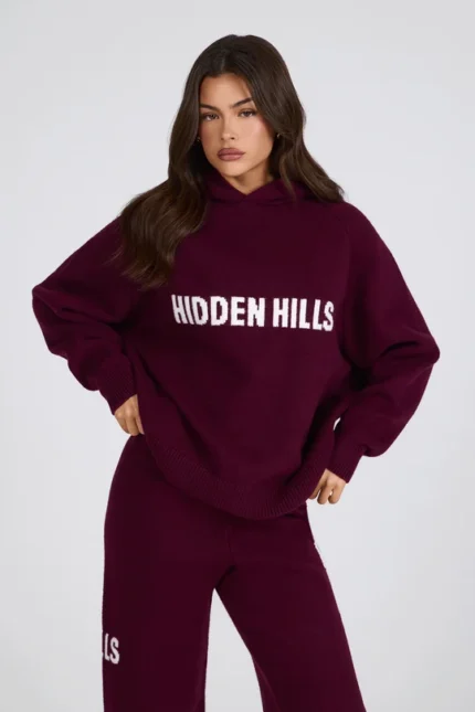 Hidden Hills Knit Hoodie Dark Plum