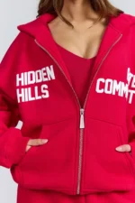Hidden Hills Gated Community Zip Hoodie Raspberry Red