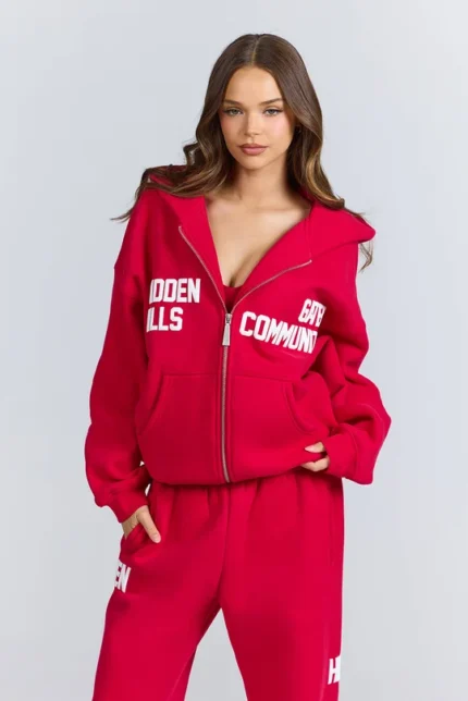 Hidden Hills Gated Community Zip Hoodie Raspberry Red