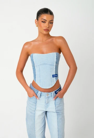 Hidden Hills Reworked Denim Corset
