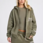 Hidden Hills Label Zip Hoodie Sage
