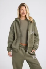 Hidden Hills Label Zip Hoodie Sage